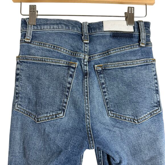 Re/Done 90s High Rise Ankle Crop Distressed Denim Blue Jeans Size 25 - Picture 12 of 14